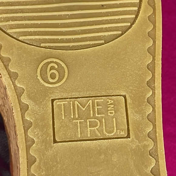 Time and Tru Black Cork Wedge Sandals 3” Heel Women’s Size 6 - Picture 7 of 11